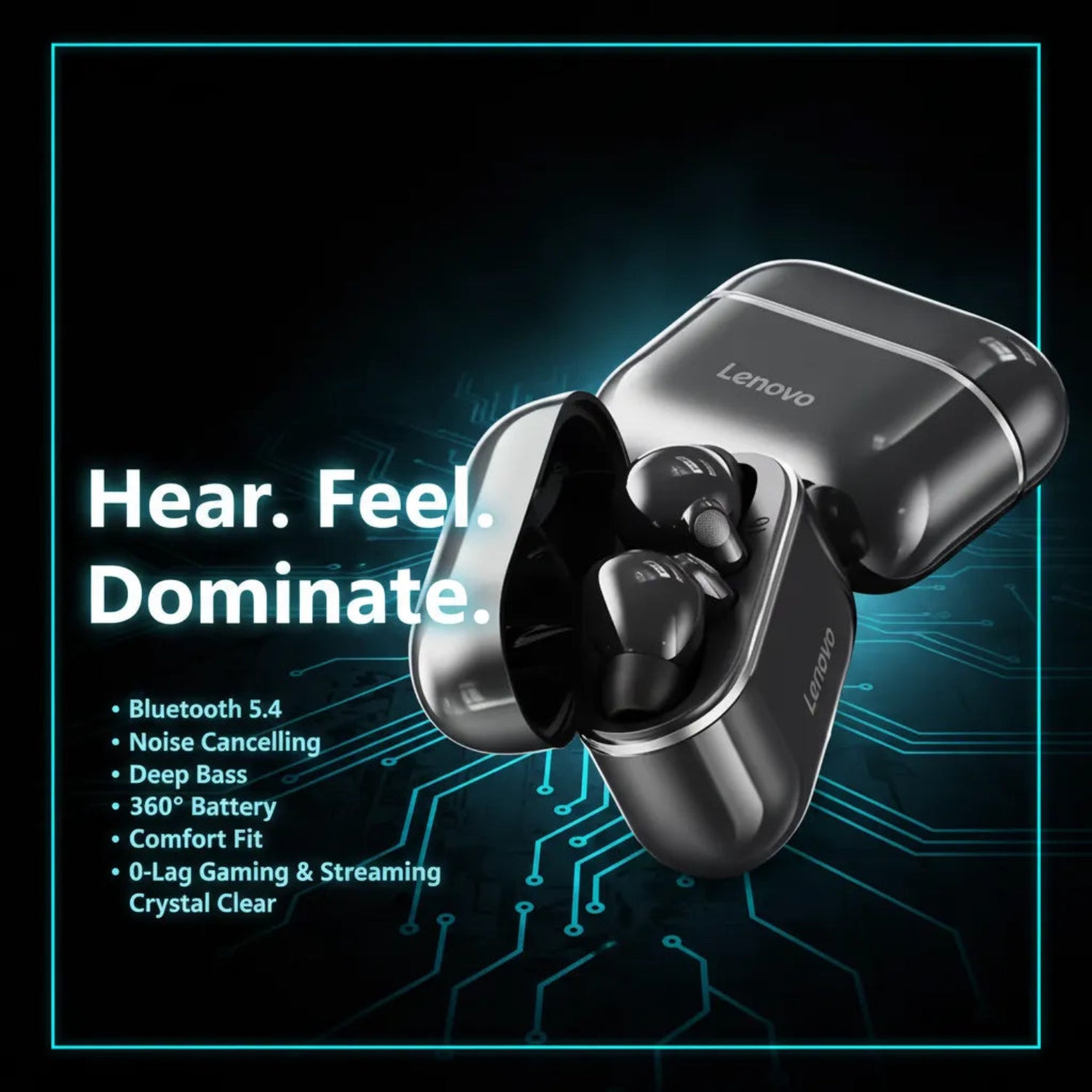 Lenovo LP40 Pro True Wireless Earbuds and Charging Case - 360° Surround Sound Bluetooth 5.4 - Online Shopping Qatar